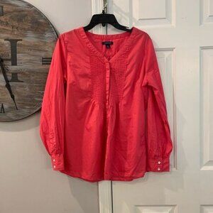 Lands End Pink Pin Tuck Blouse sz M